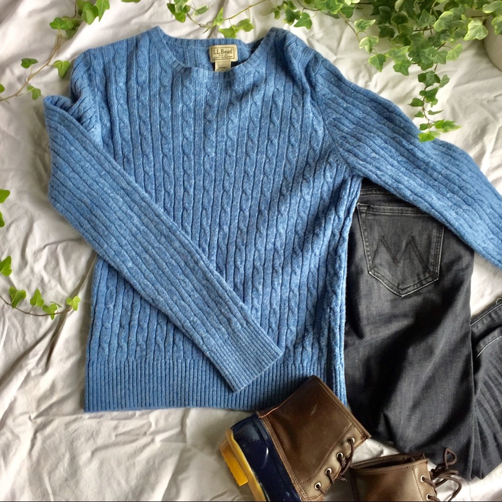 LL Bean cable knit wool sweater